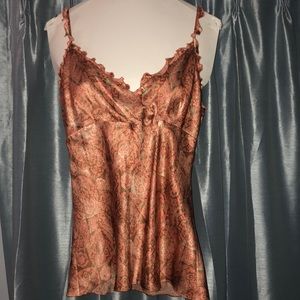 INC peach 100% silk print cami top size 8/tags